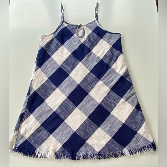 Universal Thread Sleeveless Cotton Dress, Lined Fringed Hem Dress, Plaid Dress - Picture 2 of 9